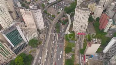 圣保罗，布拉齐尔-5月3日，2018年：市中心邮件广场的空中景观
